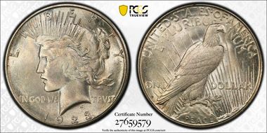 1923-S $1 VAM 1W, Hair Die Break MS63