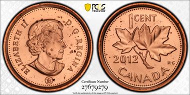 2012 1C Copper Plated Zinc MS67RD