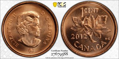 2012 1C Copper Plated Steel MS67RD