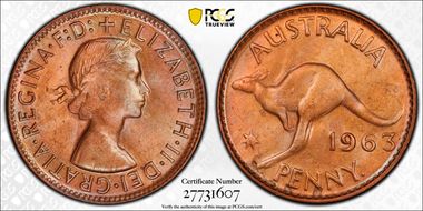 1963 Y. (p) 1D KM-56 MS65RB