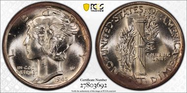 1945-S 10C FS-504 Inverted S MS66FB