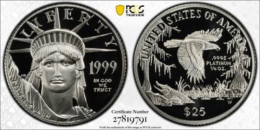 1999-W $25 Statue of Liberty PR70DCAM