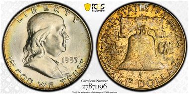 1953-D 50C Obv Die Clash FS-402 MS65FBL