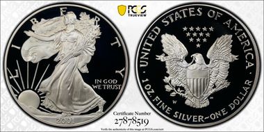 2001-W $1 Silver Eagle PR70DCAM