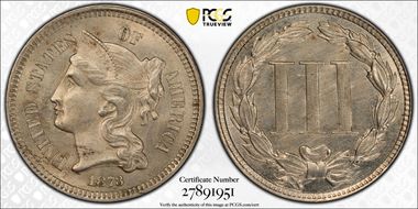 1873 3CN Closed 3 AU58