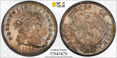 1798 $1 BB-82, Small Eagle AU58+ 