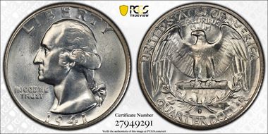 1941-S 25C Large S, FS-503 MS64