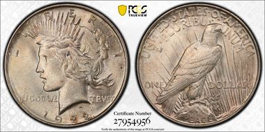 1922 $1 VAM 2C, Extra Hair MS64