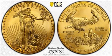 2013-W $50 Burnished Gold Eagle First Strike SP70