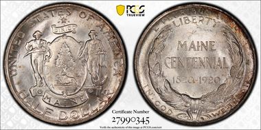 1920 50C Maine MS65