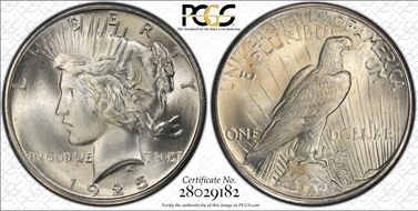 1925 $1 VAM 1T (5), Missing Ray MS64