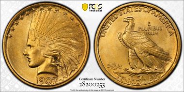 1907 $10 Indian MS64