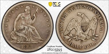 1861-S 50C WB-10 Large S VF30