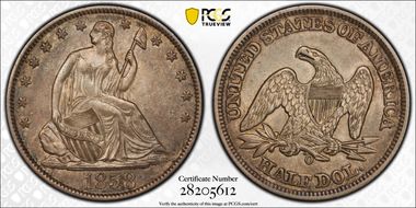 1858-O 50C WB-33 RPD AU58