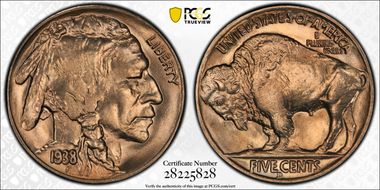 1938-D 5C Overmintmark FS-515 MS66