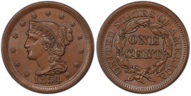 1854 1C Newcomb 12 MS64BN