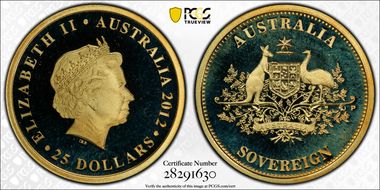 2013-P $25 Perth Mint Sov.  Au PR70DCAM