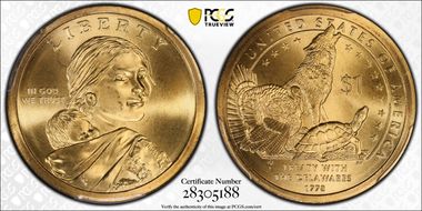 2013-D $1 Native American, Position B MS67