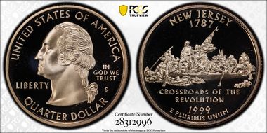1999-S 25C New Jersey PR70DCAM