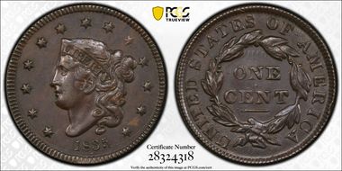 1835 1C N-13, Sm 8, Sm Stars AU50BN