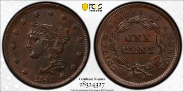 1841 1C Newcomb 7 MS62BN