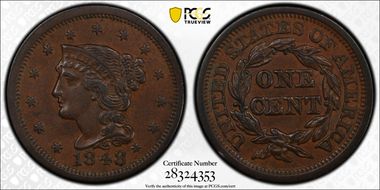 1848 1C Newcomb 26 AU50BN