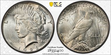 1926-S $1 VAM 4, Dot Variety MS62