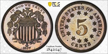 1867 5C No Rays, Pattern Reverse PR64CAM
