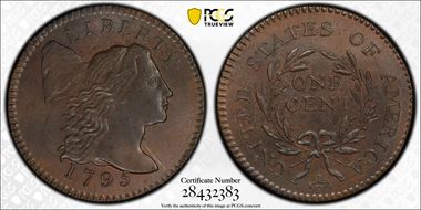 1795 1C S-74, Lettered Edge MS63BN
