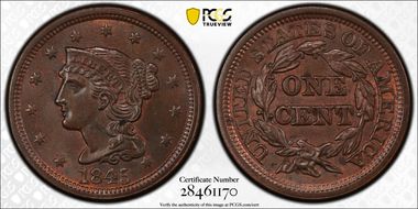 1845 1C Newcomb 2 MS65BN