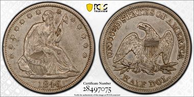 1846 50C WB-12 Tall Date XF40