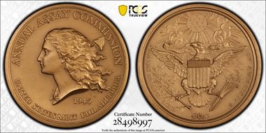 1945 Medal JK-AC-90 Bronze Annual Assay Commission SP65