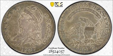 1807 50C Bearded Goddess, O-111b AU53