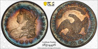 1818/7 50C O-101, Large 8 MS63+