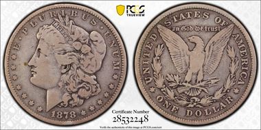 1878 8TF $1 VAM 14 Chip in Ear F12