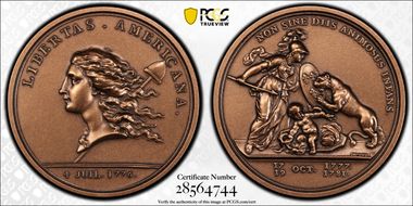 (1776) Medal Libertas Americana AE 2006 Restrike MS65