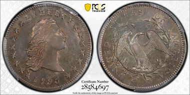 1795 $1 Flowing Hair, BB-21 AU58