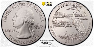 2015-P 25C Bombay Hook NP 5 oz Silver First Strike SP69