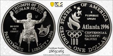 1996-P $1 Paralympic PR70DCAM