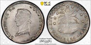 1858-PAZ P 1/2 Sol MS66