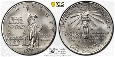 1986-P $1 Statue of Liberty MS70