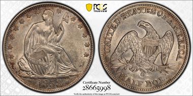 1858-O 50C WB-1 MPD AU58