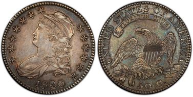 1820 50C O-108 Sq. 2, Lg Date, No Knob XF45