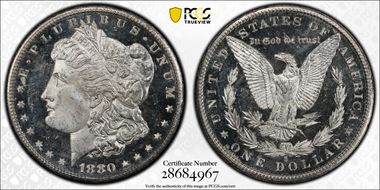 1880/79-S $1 VAM 9, Doubled 18-0 MS64PL