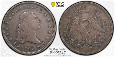1795 $1 Silver Plug, BB-14 XF40