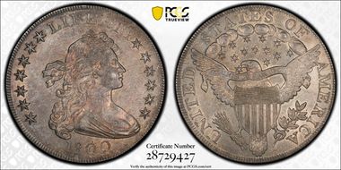 1800 $1 BB-194, Dotted Date AU58