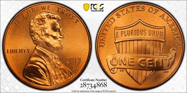 2013-D 1C Shield MS67RD