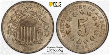 1867 5C No Rays AU58