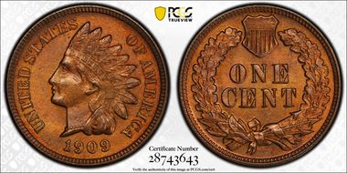 1909 1C Indian MS64RB