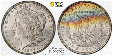 1897 $1 VAM 8, Doubled Stars MS64